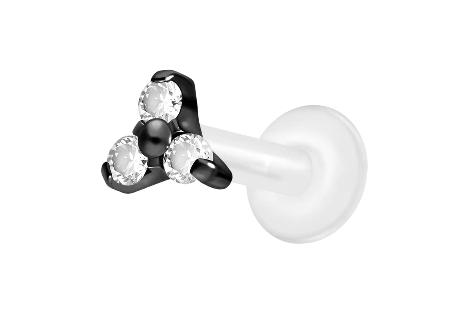 PTFE Labret Piercing mit Innengewinde + Titan-Aufsatz KRISTALLBLUME